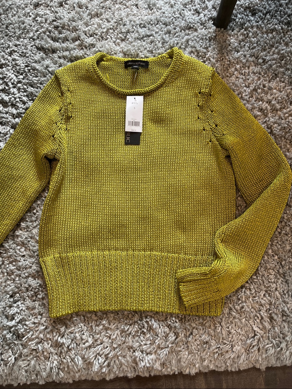 Banana Republic Crew Neck chunky Sweater in lime Green Size Small NWT